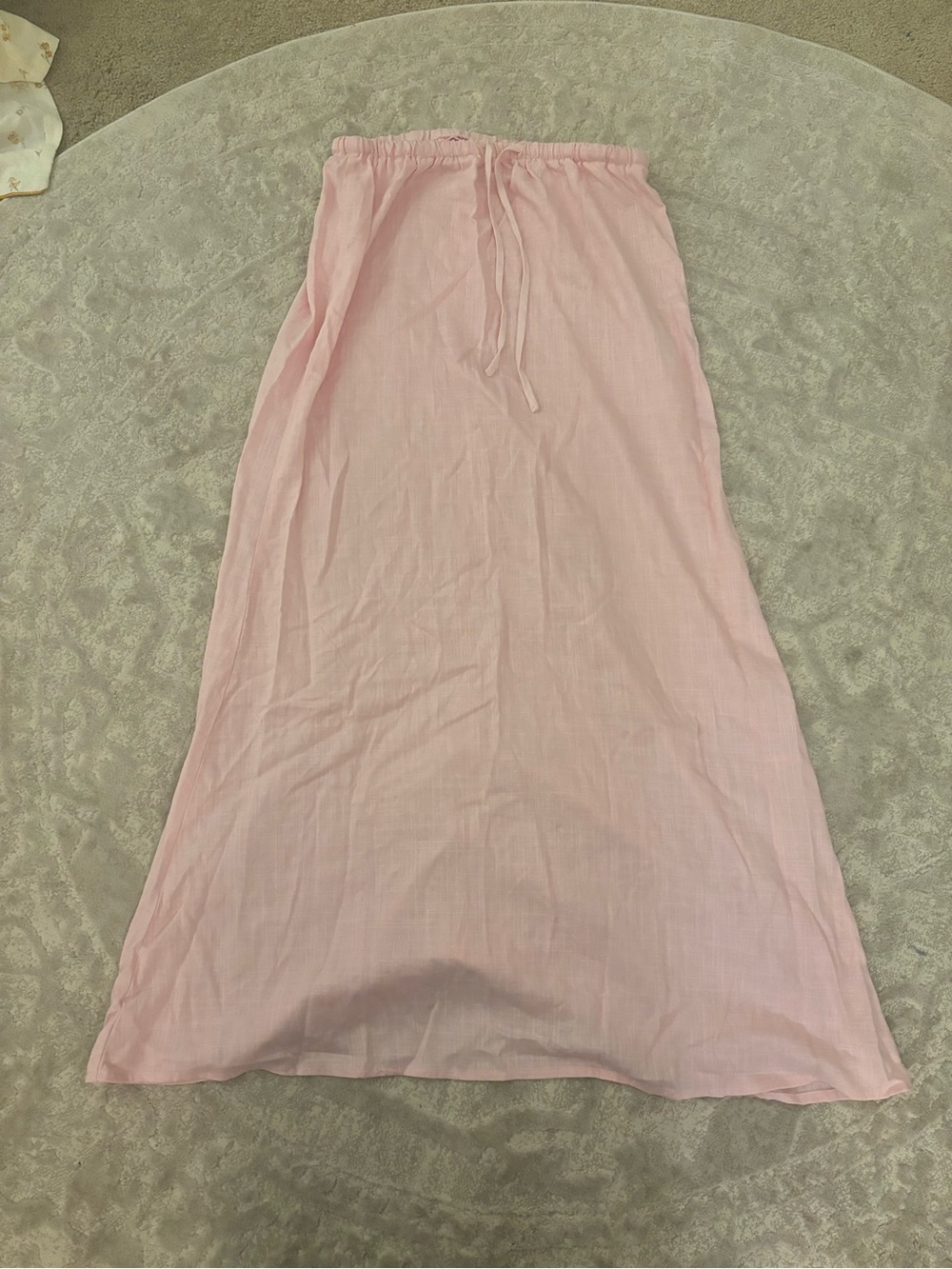 Light Pink Drawstring Maxi Skirt